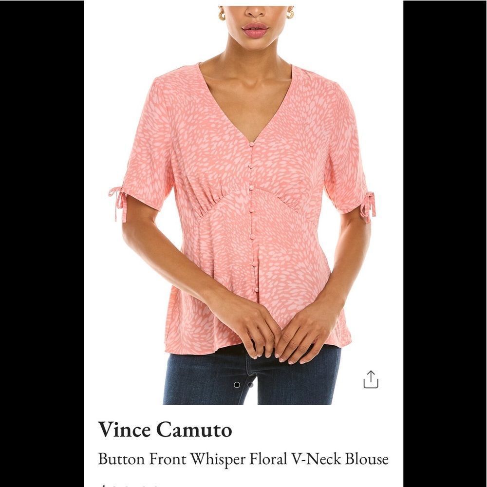Vince Camuto Blouse Sz L Salmon Pink Button Down Blouse NWT